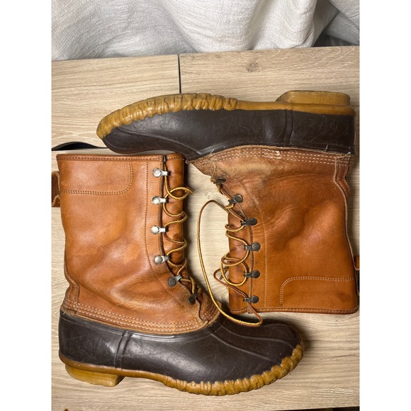 VTG LLBean Maine Hunting SZ10 Duck Boots Gore-Tex Thinsulate Brown Leather USA main image 4